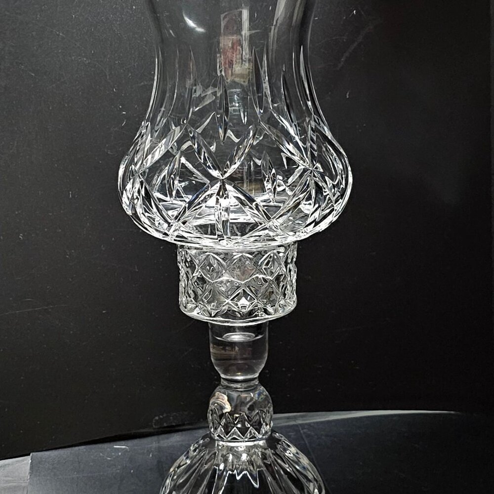 Vintage Cut Crystal Hurricane Candle Holder 12" colonial style silhouette - Picture 5 of 5